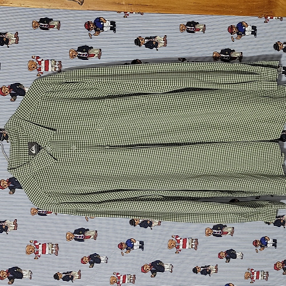 Quicksilver Button Down Shirt Green Plaid Mens Outdoor XL